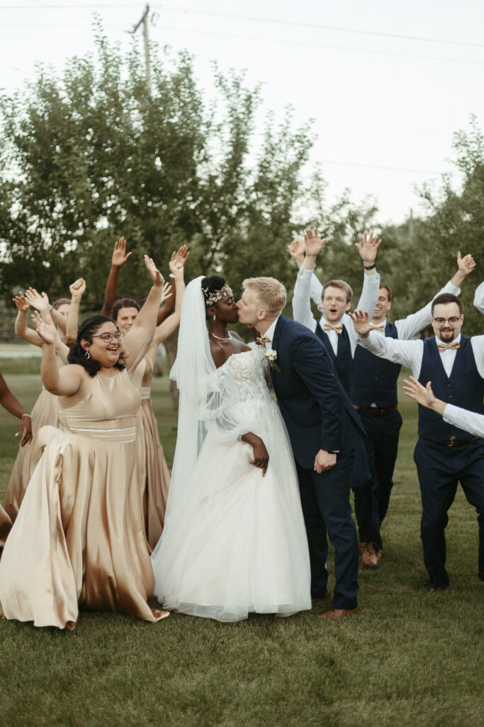 Photo of the wedding party at Post Family Farm in Hudsonville Michigan