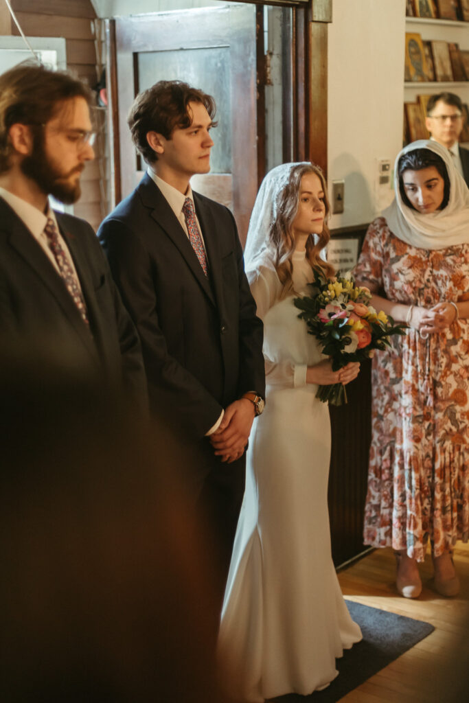 The beginning of the Betrothal Ceremony at an Orthodox Christian Church in Michigan