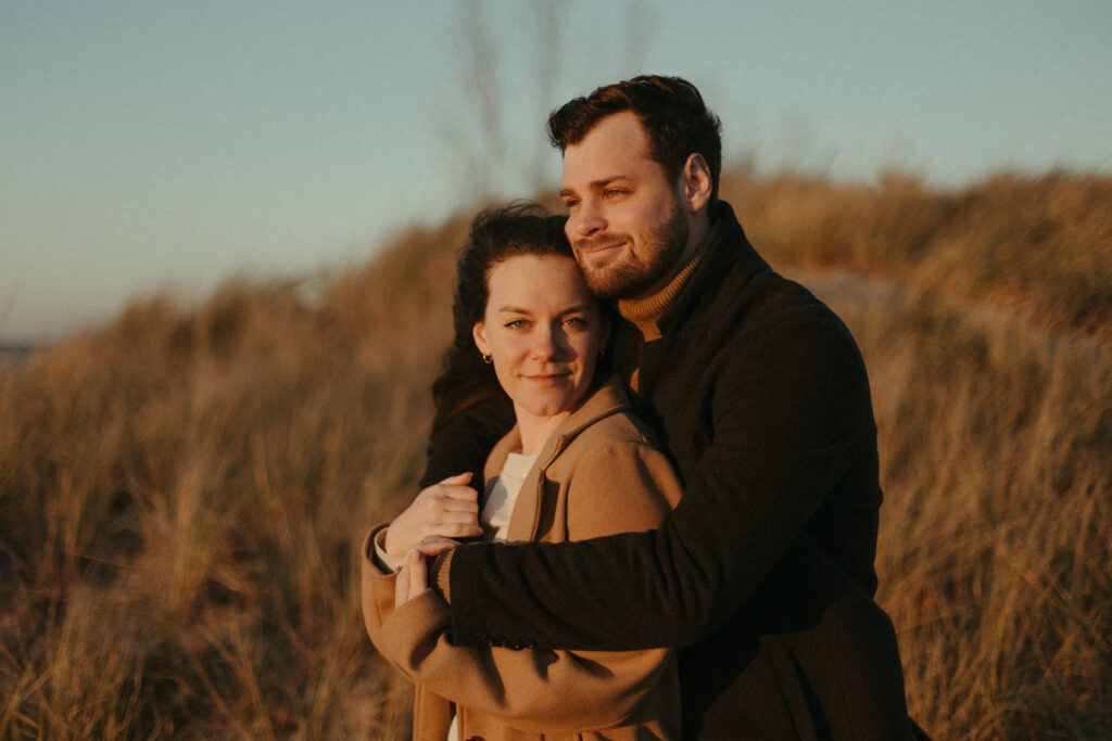 Cinematic Engagement Photos on Oval Beach in Saugatuck Michigan