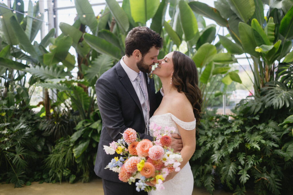 greenhouse wedding venue bridal party portraits