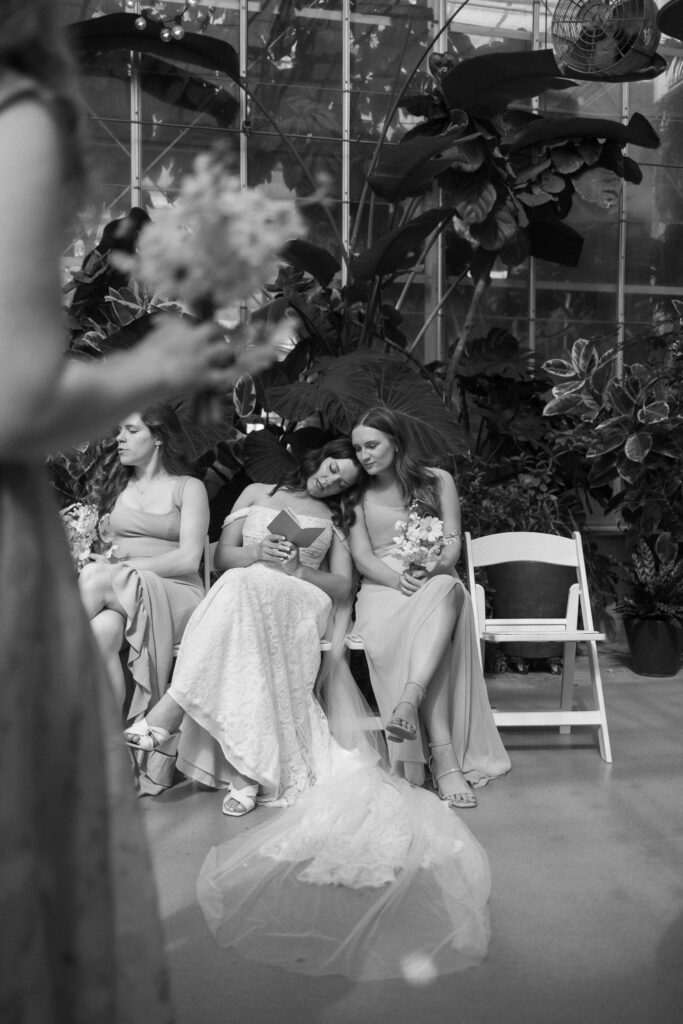 greenhouse wedding venue bridal party portraits