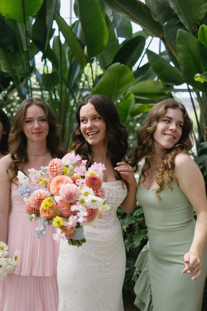 greenhouse wedding venue bridal party portraits