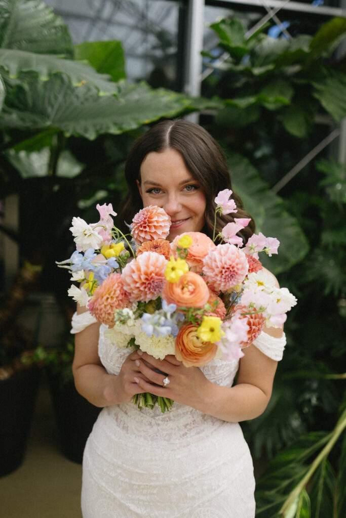 greenhouse wedding venue bridal party portraits