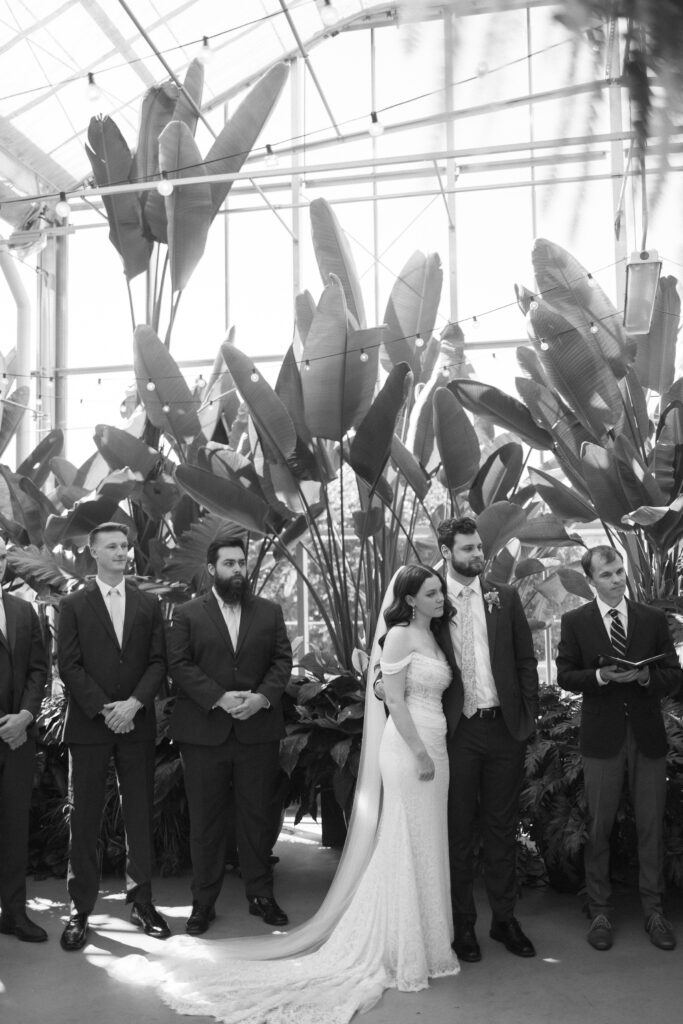 Wedding Ceremony at a greenhouse wedding venue in Michigan