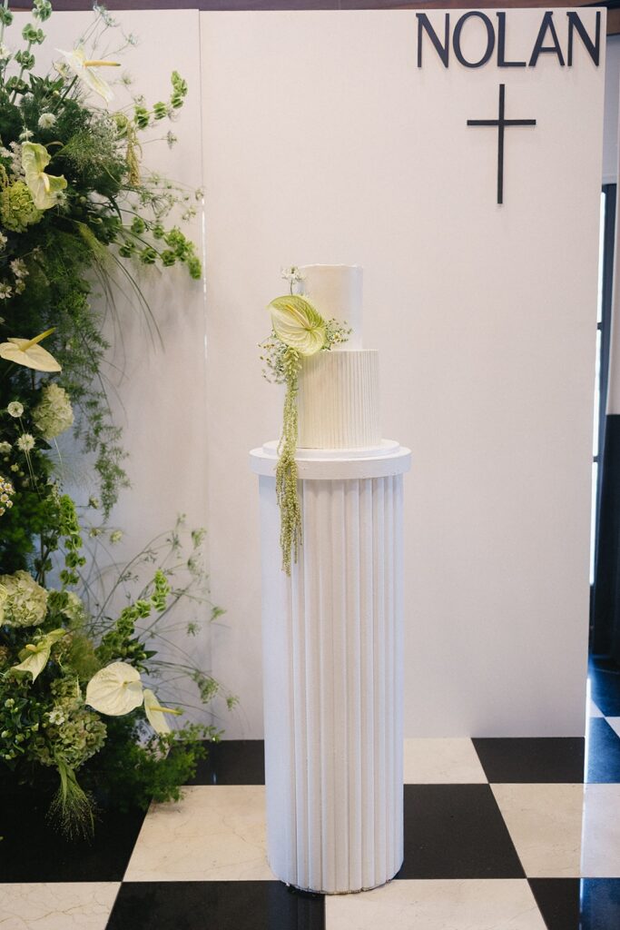 Baptism celebration at The Townsend Hotel in Birmingham, Michigan with elegant reception details